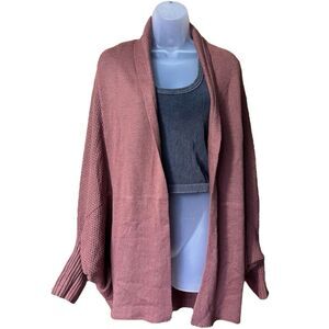 New In Terra Cotta Open Front Cardigan Sz L Batwing Sleeves Lagenlook Goblincore